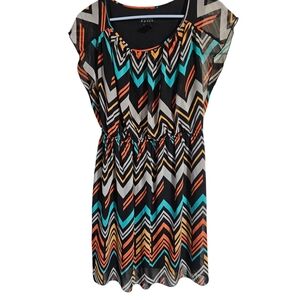 Enfocus Studio Blue and White Sundress Sleeveless Scoop Neck